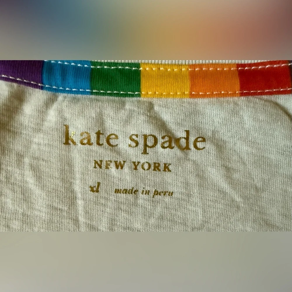 Kate Spade Rainbow Pride Gift Set Shirt Crossbody Bag & Keychain Charm NWT - Picture 9 of 16